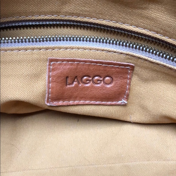 Laggo tan distressed leather grommet pocketbook - Picture 5 of 8